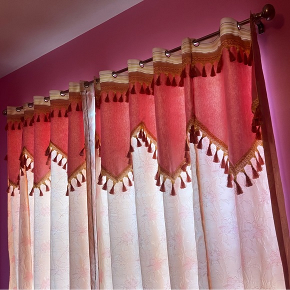 Vintage Hand Made Pink Curtains - Picture 5 of 10